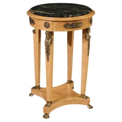 20th Century Wood and Marble Top French Retour D'Egypt Style Side Table, 1960s