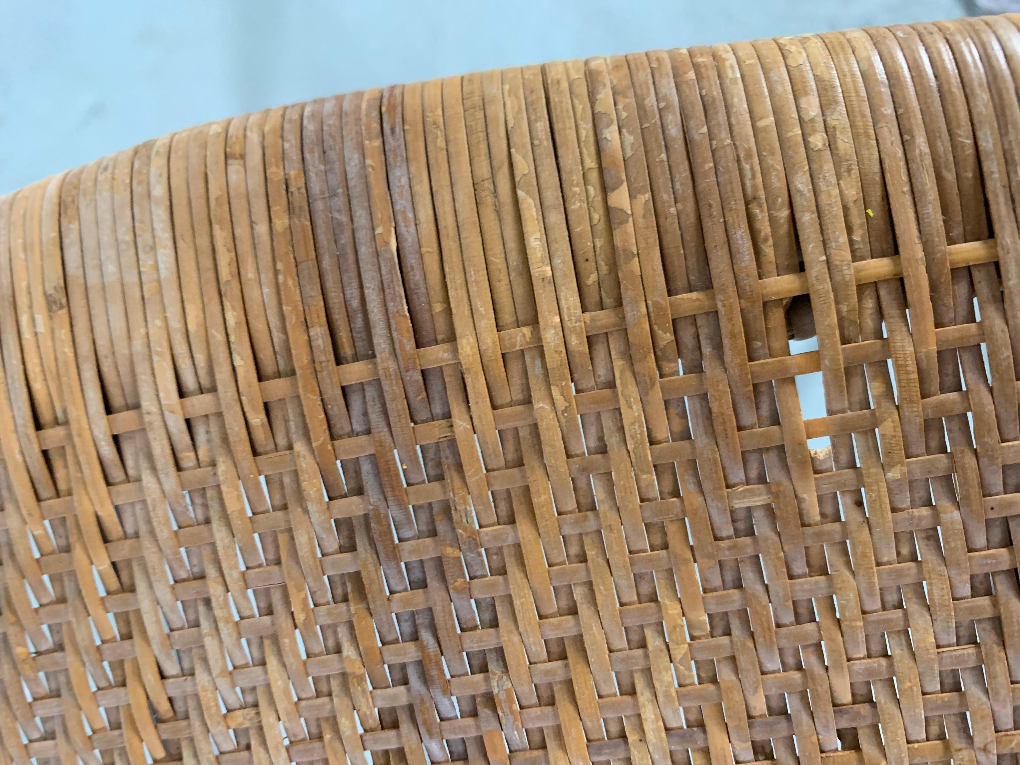 Mid-20th Century 20th Century Wood and Rattan Chiavari High Back Chair by Paolo Buffa, 1950s