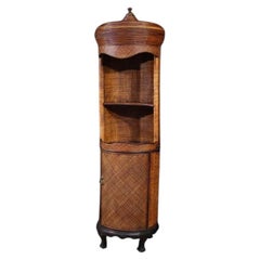 20th Century Wood and Rattan Oriental Cabinet, 1980