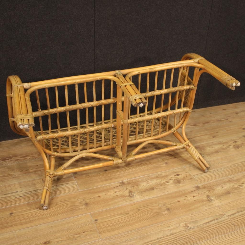 Canapé italien du 20ème siècle en bois et osier, 1960 6