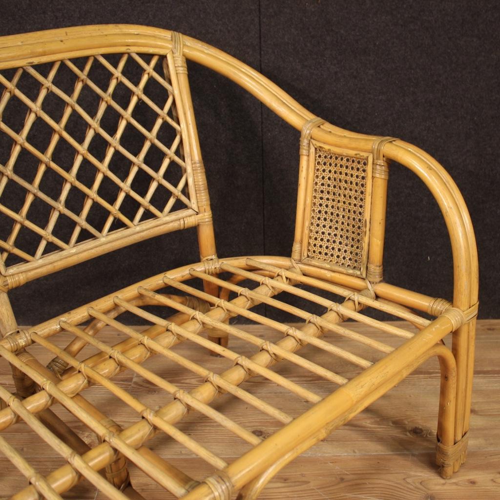 20th Century Wood and Wicker Italian Sofa, 1960 For Sale 6