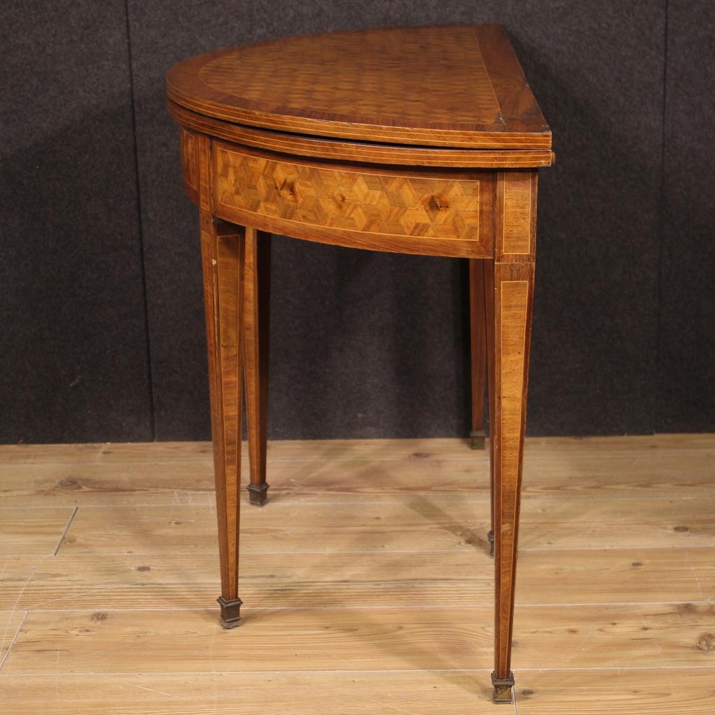 20th Century Wood Antique French Demilune Gaming Table, 1930 7