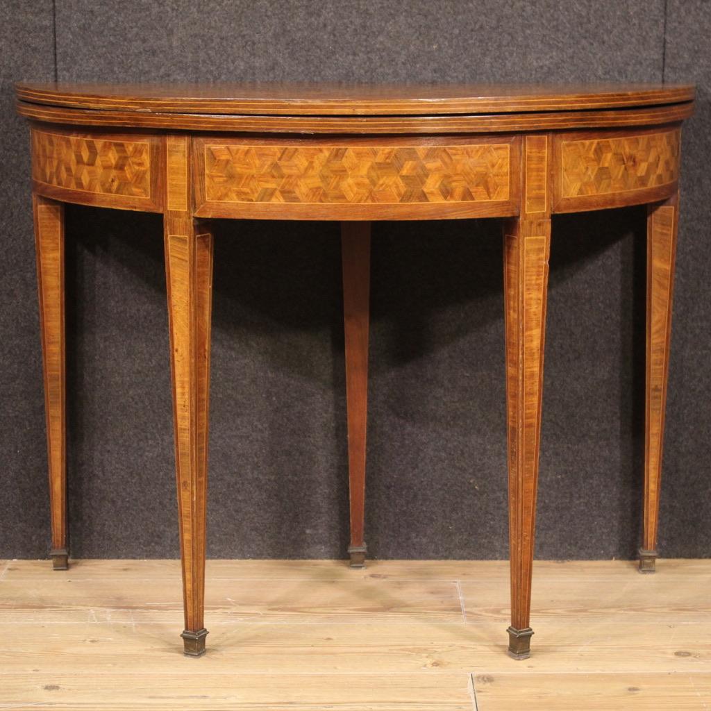 Louis XVI 20ème siècle Bois ancien Table de jeu Demilune française, 1930