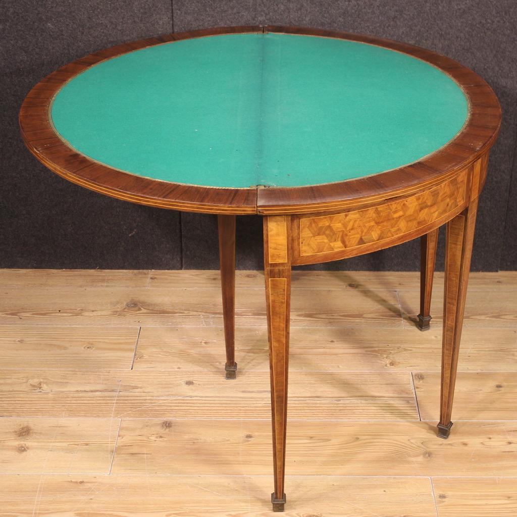 20th Century Wood Antique French Demilune Gaming Table, 1930 1