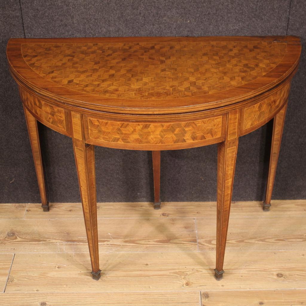 20th Century Wood Antique French Demilune Gaming Table, 1930 2