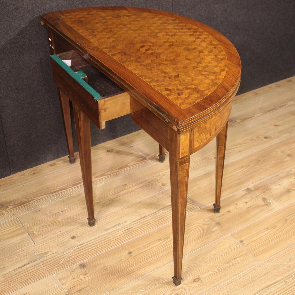 20th Century Wood Antique French Demilune Gaming Table, 1930 4