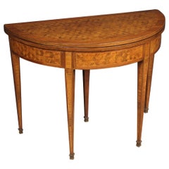 mesa de juego francesa antigua demilune de madera del siglo XX, 1930
