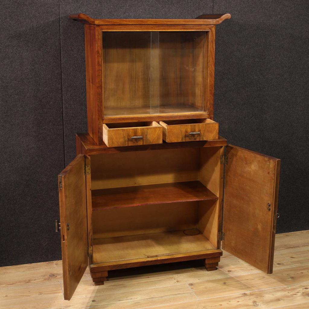 Legno 20th Century Wood Art Deco Style Italian Display Cabinet, 1950 in vendita