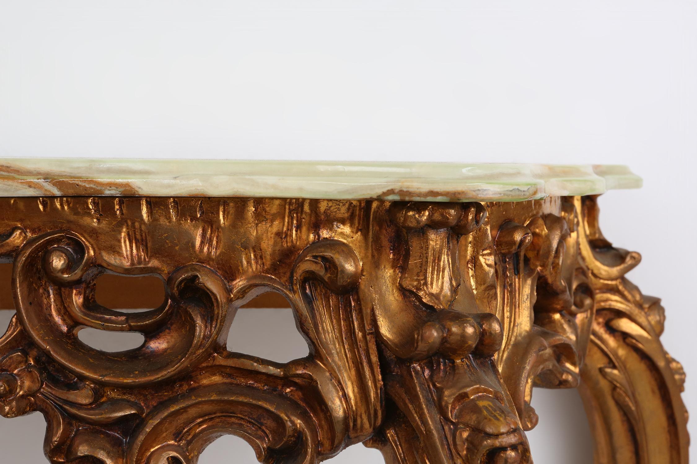 Holzgeschnitzte Konsole im Louis-XV-Stil des 20. Jahrhunderts mit Marmorplatte, Frankreich im Angebot 6
