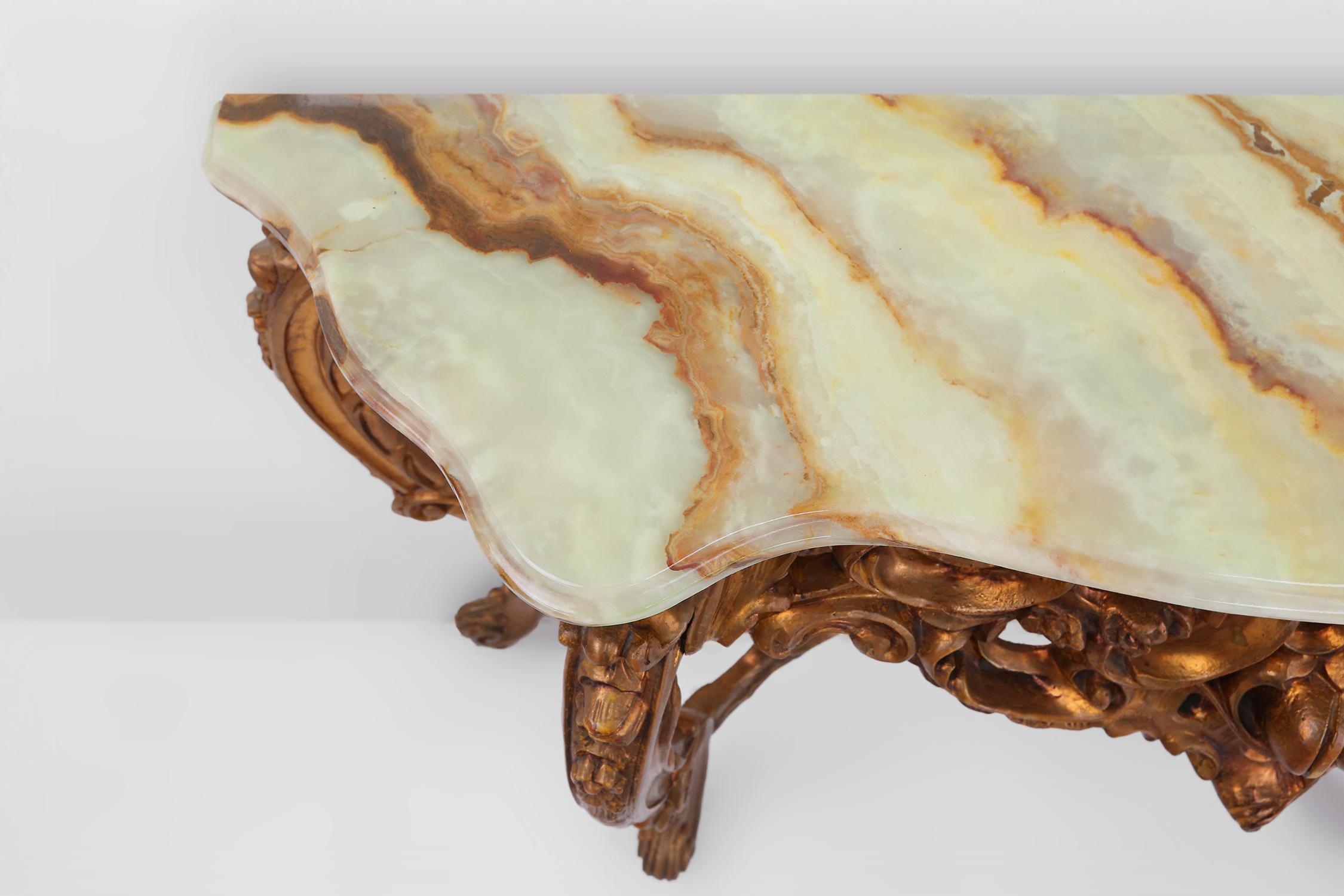 Holzgeschnitzte Konsole im Louis-XV-Stil des 20. Jahrhunderts mit Marmorplatte, Frankreich im Angebot 7