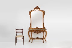 Consolle in legno intagliato in stile Luigi XV del XX secolo con piano in marmo, Francia