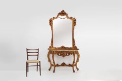 20th century wood-carved Louis XV style console with marble top, France