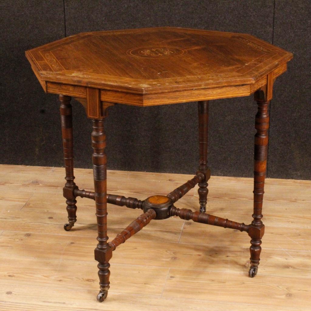 20th Century Wood English Octagonal Side Table, 1920s For Sale 6