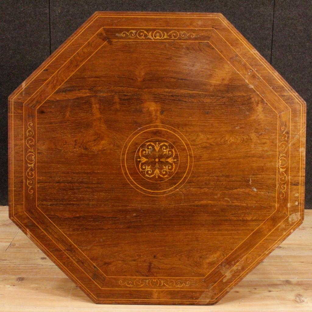 20th Century Wood English Octagonal Side Table, 1920s For Sale 1