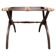 20th Century Wood Folding Luggage Rack with Floral Fabric