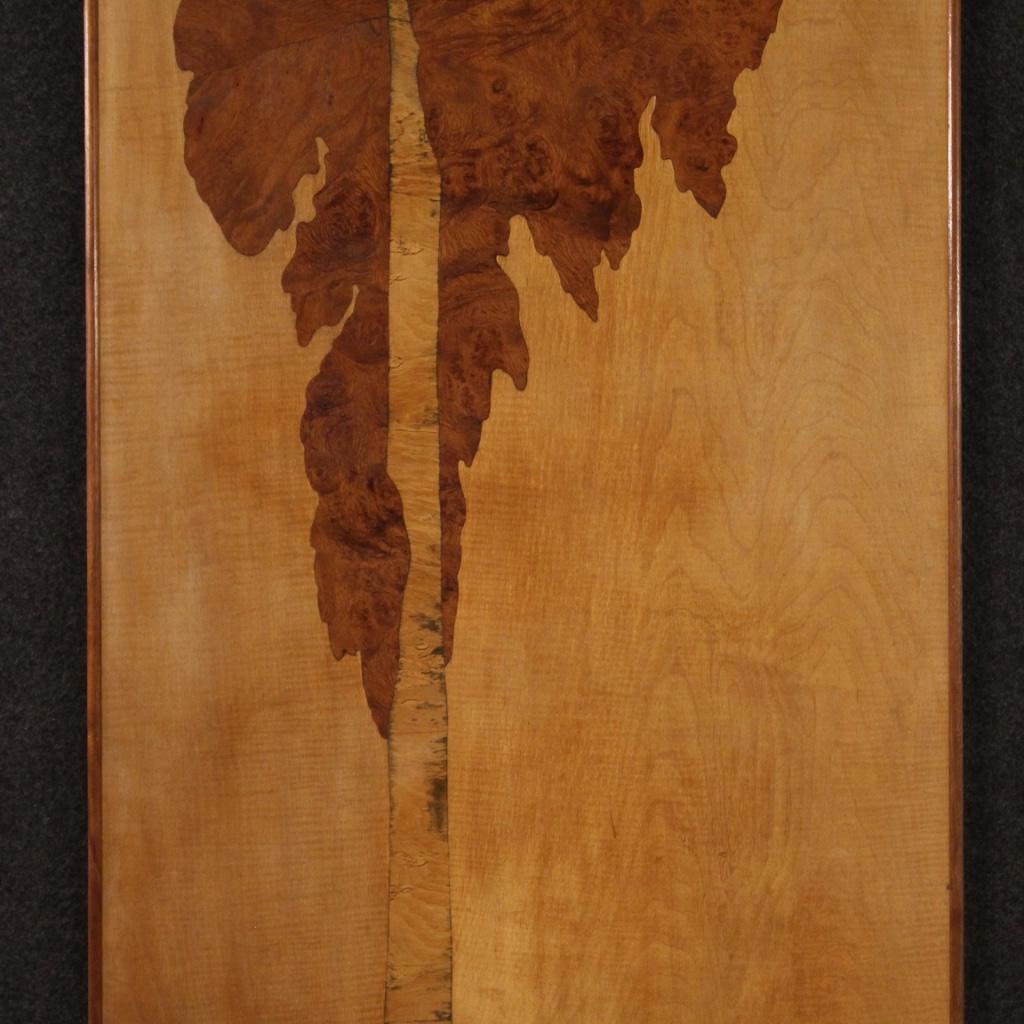 20th Century Wood French Decorative Panel Landscape with Tree, 1970 In Good Condition In Vicoforte, Piedmont