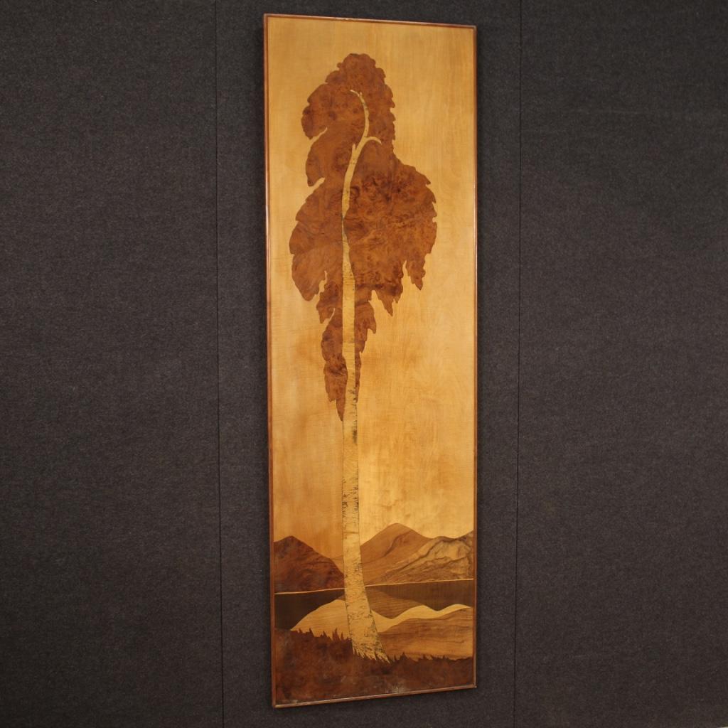 20th Century Wood French Decorative Panel Landscape with Tree, 1970 4