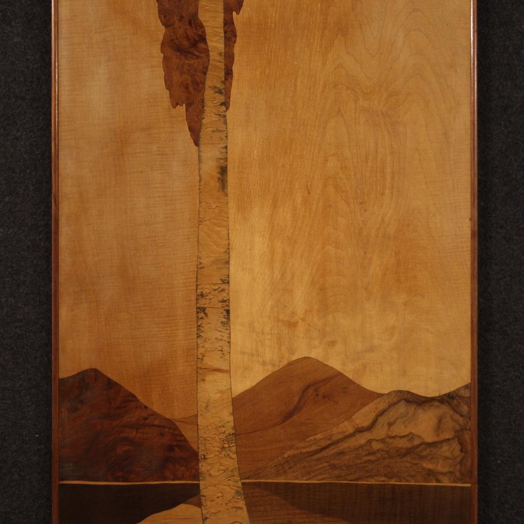 20th Century Wood French Decorative Panel Landscape with Tree, 1970 5