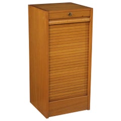 Vintage 20th Century Wood French Roller Shutter Filing Cabinet, 1970