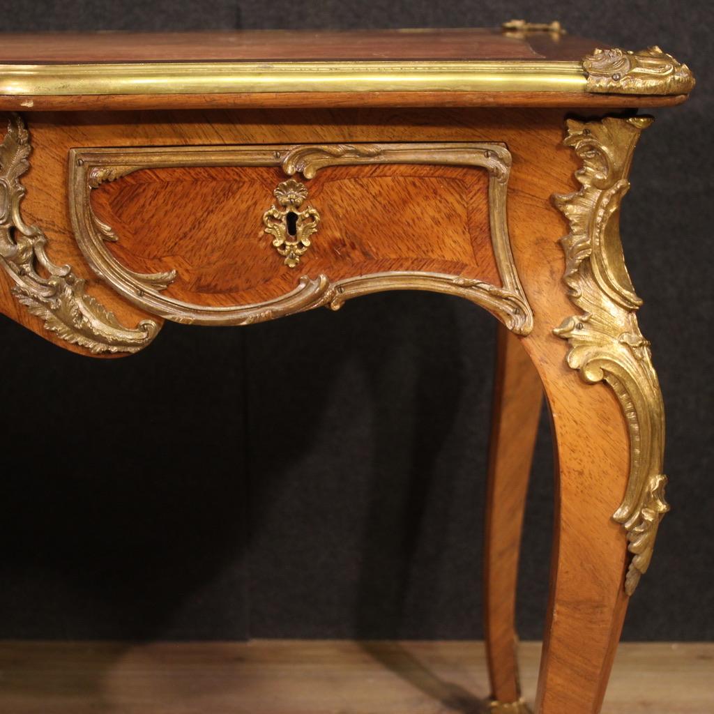 20th Century Wood Gold Bronze and Brass French Louis XV Style Writing Desk, 1920 7
