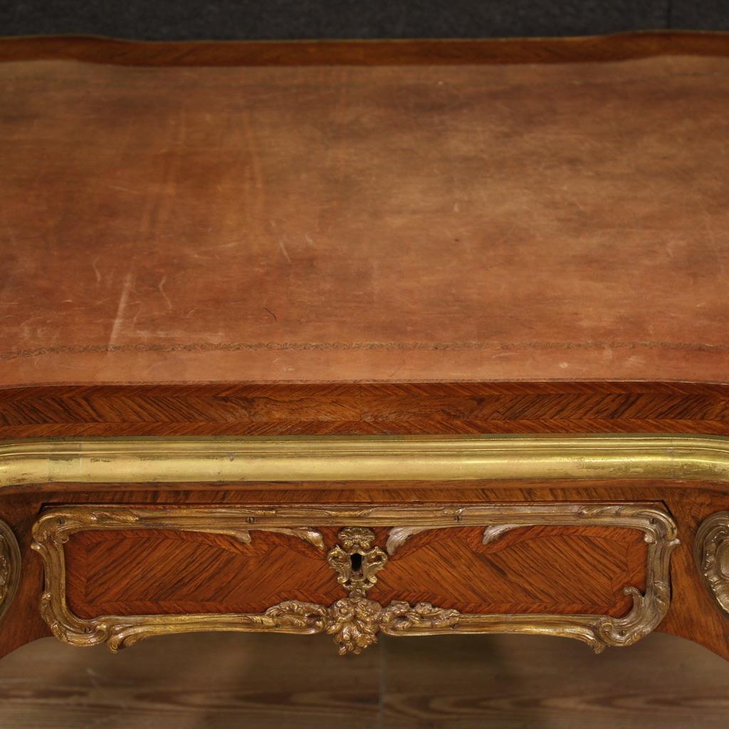 20th Century Wood Gold Bronze and Brass French Louis XV Style Writing Desk, 1920 8