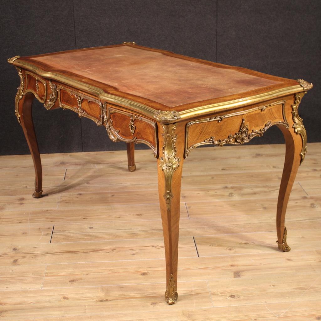 Early 20th Century 20th Century Wood Gold Bronze and Brass French Louis XV Style Writing Desk, 1920