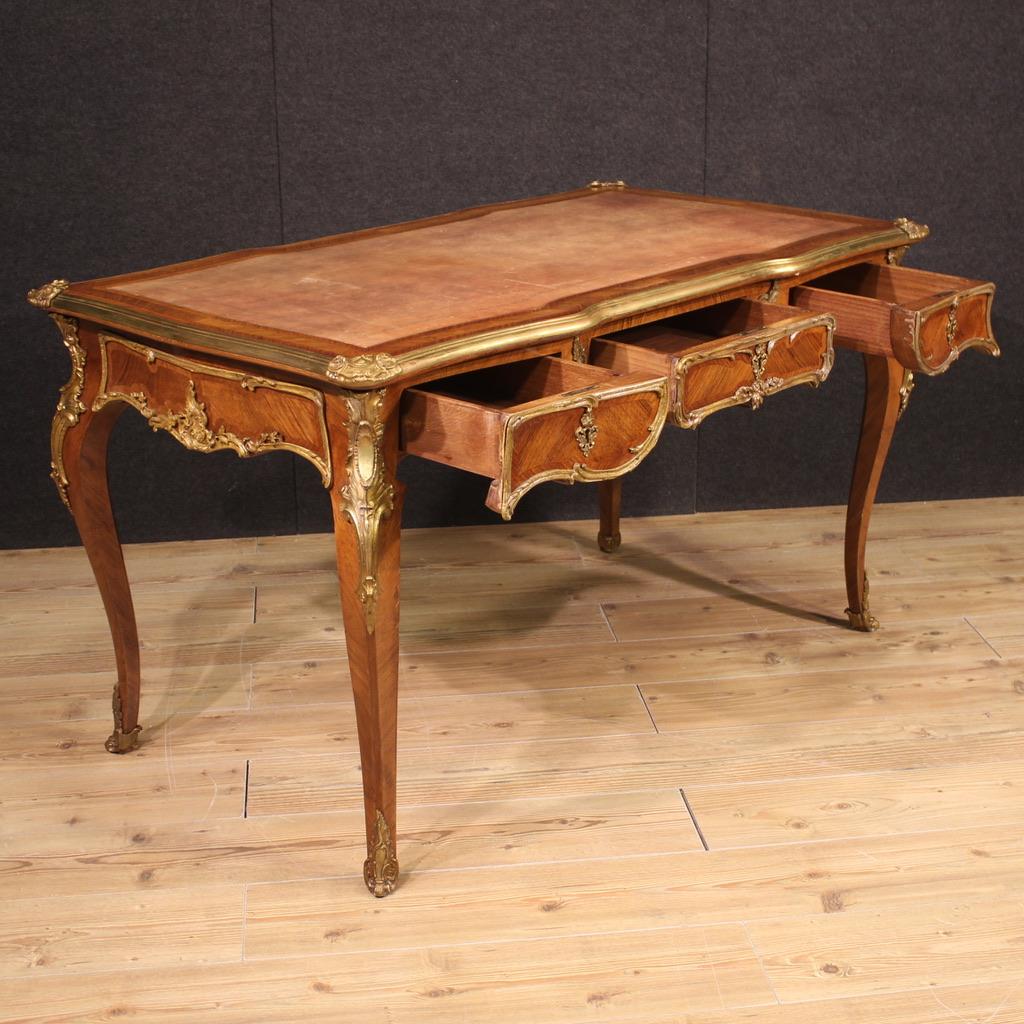 20th Century Wood Gold Bronze and Brass French Louis XV Style Writing Desk, 1920 4