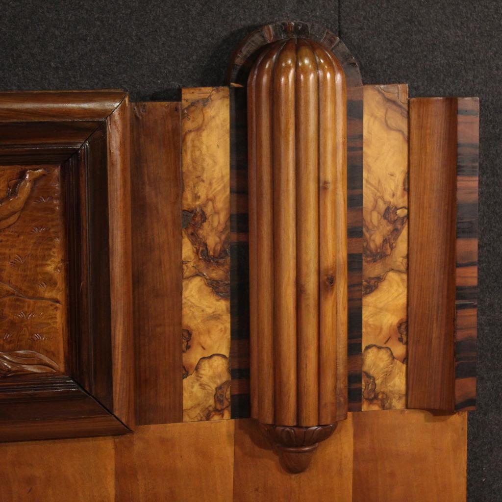 marco de cama Art Decó italiano de madera del siglo XX, 1930 5
