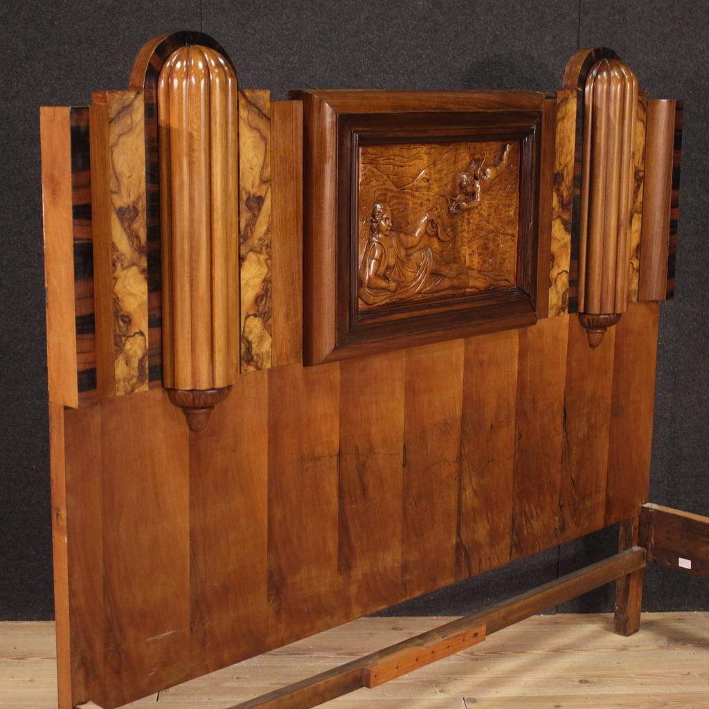 marco de cama Art Decó italiano de madera del siglo XX, 1930 6