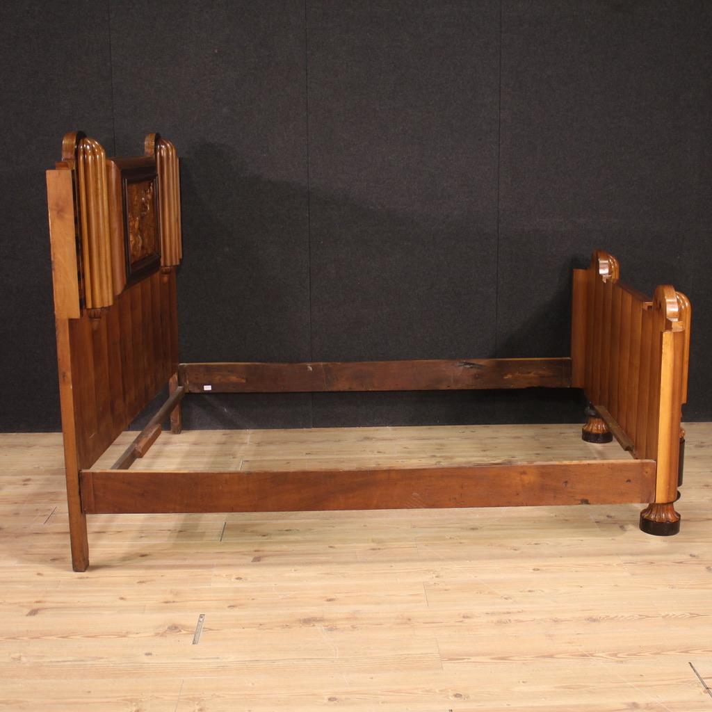 marco de cama Art Decó italiano de madera del siglo XX, 1930 2