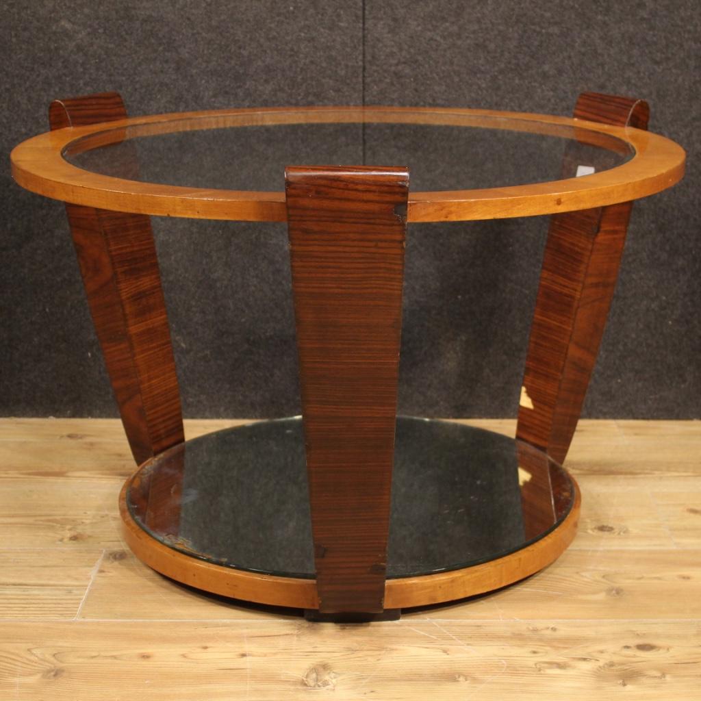 Glass 20th Century Wood Italian Design Coffee Table, 1960 For Sale