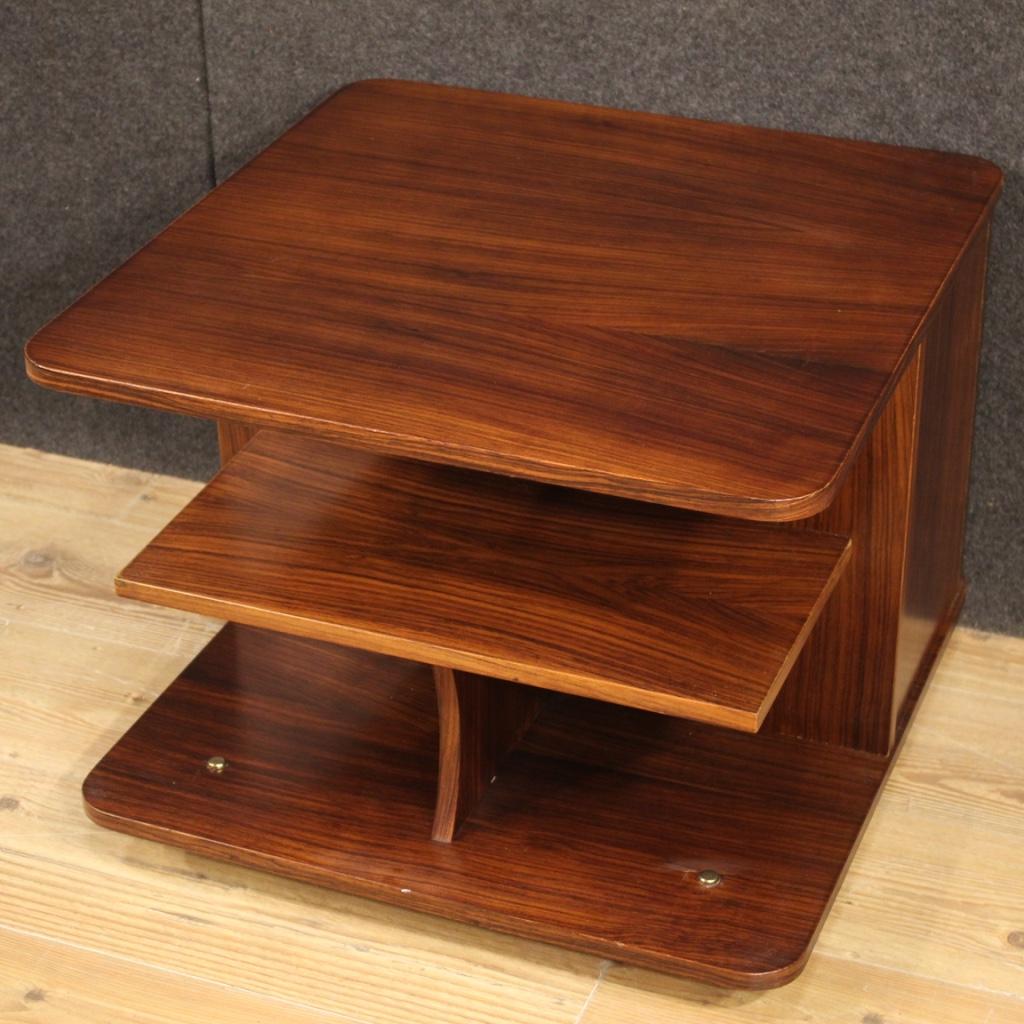 Late 20th Century  20th Century Wood Italian Design Coffee Table on Swivel Castors, 1970s For Sale