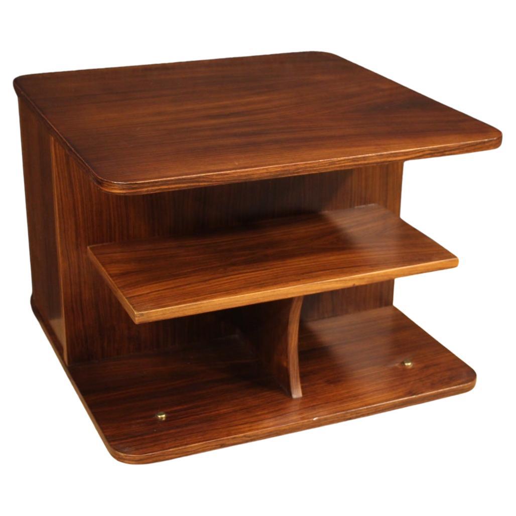  20th Century Wood Italian Design Coffee Table on Swivel Castors, 1970s For Sale