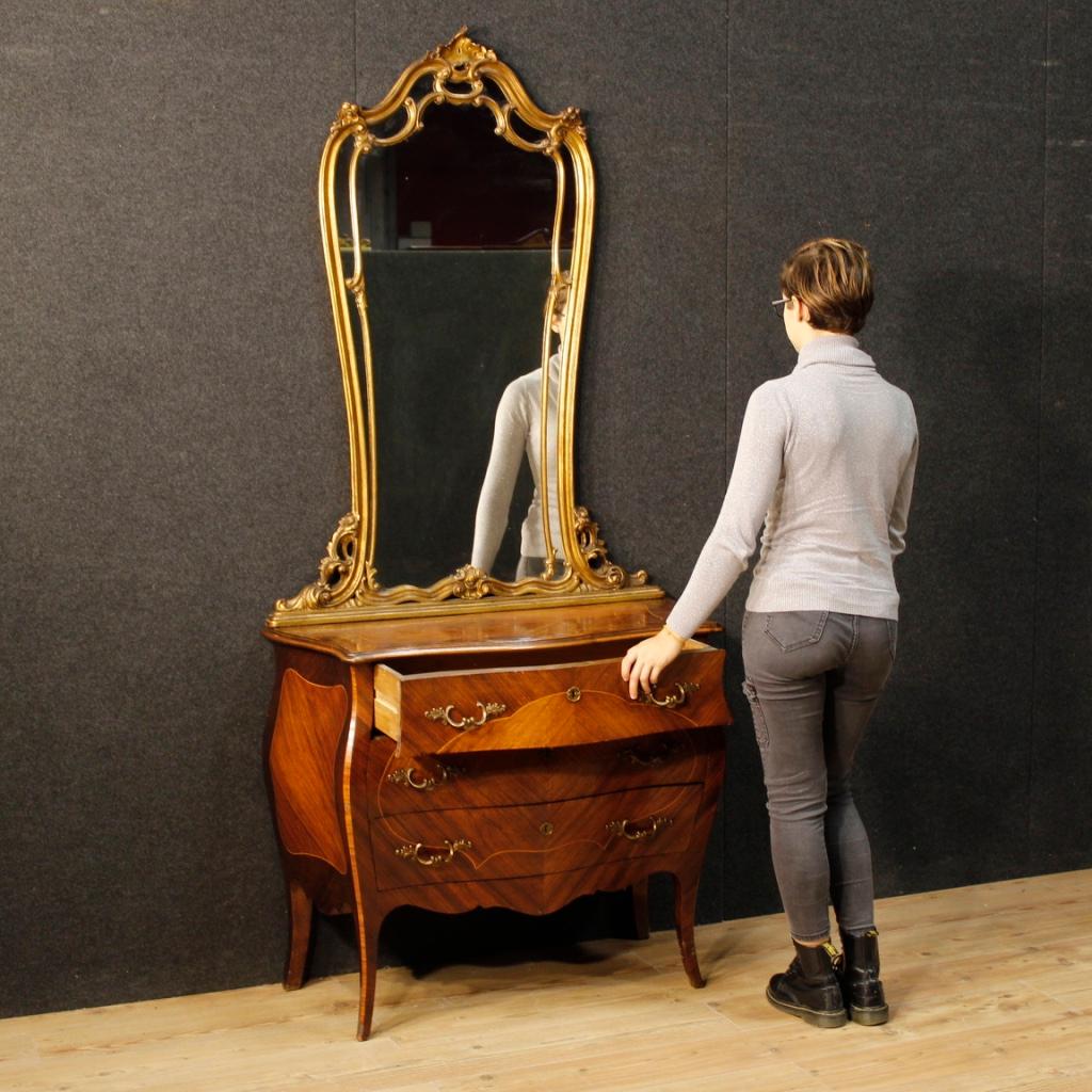 20th Century Wood Italian Dresser with Gilt Mirror, 1960 5