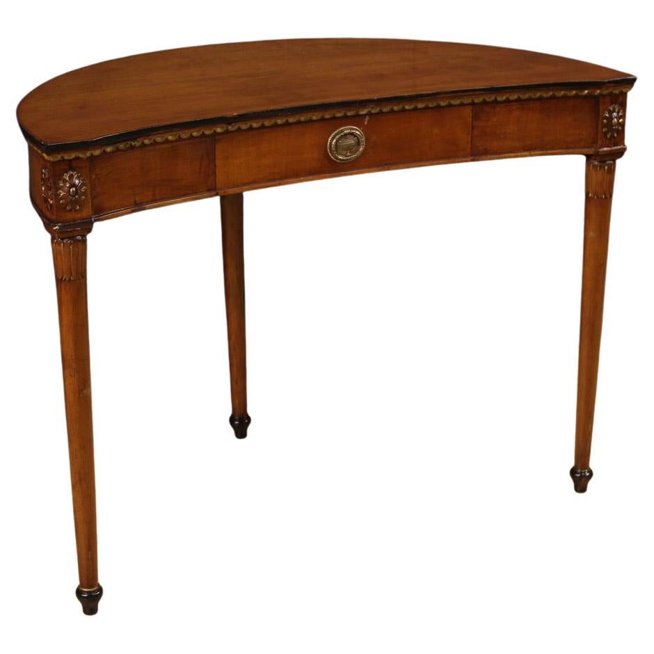 20th Century Wood Italian Empire Style Demi Lune Writing Desk, 1950