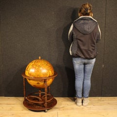 20th Century Wood Italian Globe Bar Cabinet, 1980