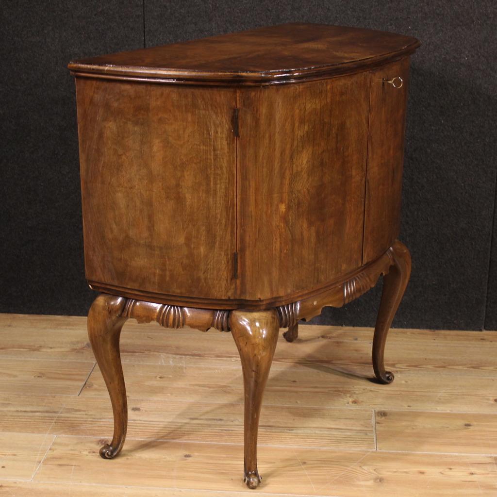 20th Century Wood Italian Half Moon Sideboard Commode, 1950s In Good Condition For Sale In Vicoforte, Piedmont
