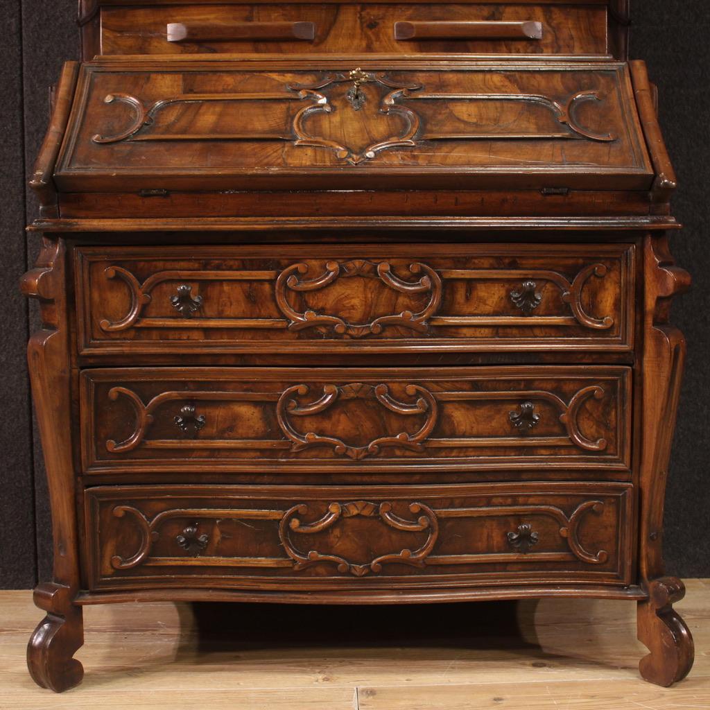 20th Century Wood Italian Lombard Trumeau Desk Secrétaire, 1960s For Sale 1