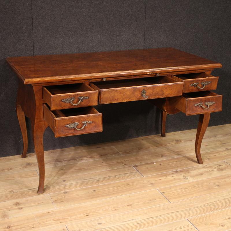 20th Century Wood Italian Louis XV Style Writing Desk, 1950s For Sale 6