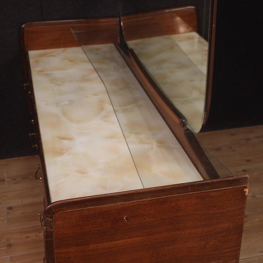 20th Century Wood Italian Modern Chest of Drawers with Mirror, 1950 For Sale 2