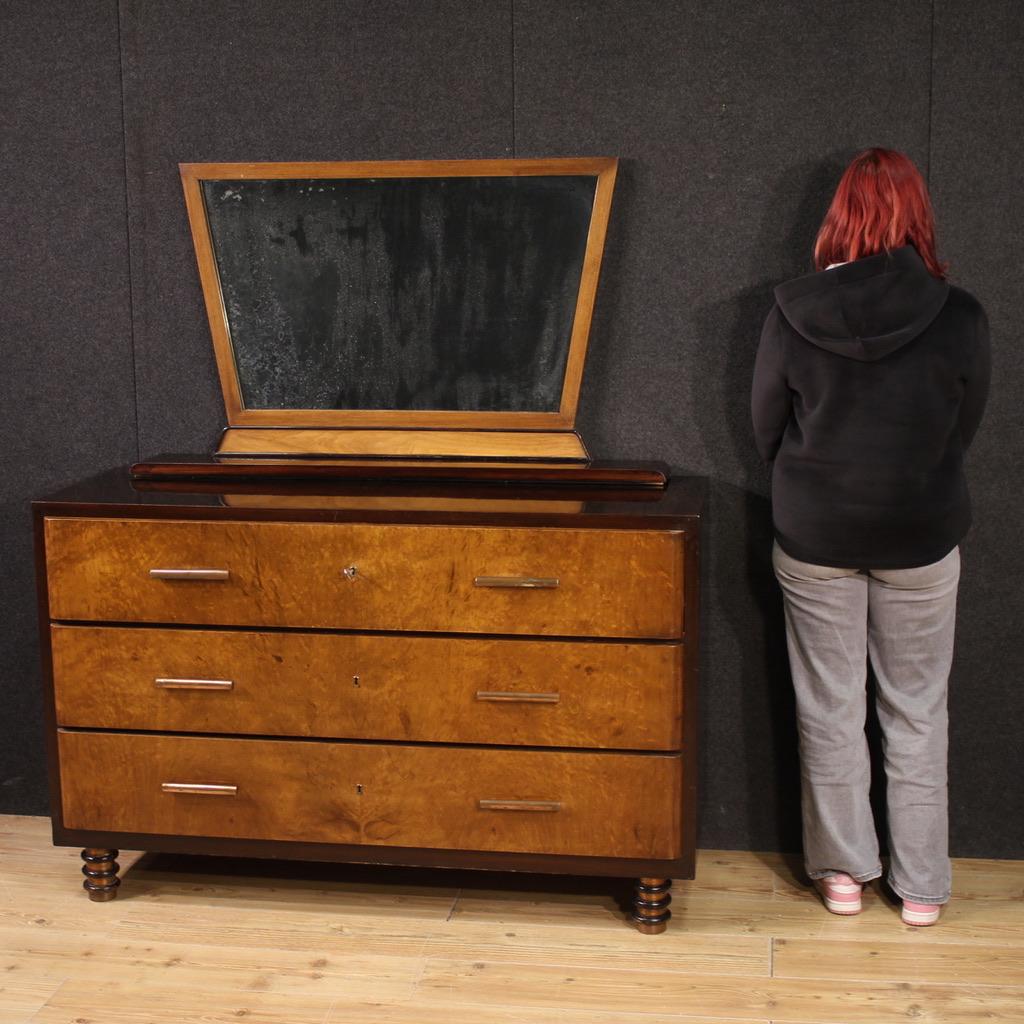 Commode moderne italienne en bois du 20e siècle avec miroir, 1960 Bon état - En vente à Vicoforte, Piedmont