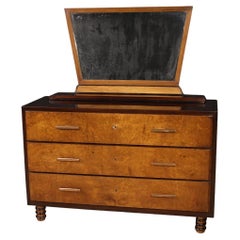 20th Century Wood Italian Modern Chest of Drawers with Mirror, 1960 20th Century Wood Italian Modern Chest of Drawers with Mirror, 1960