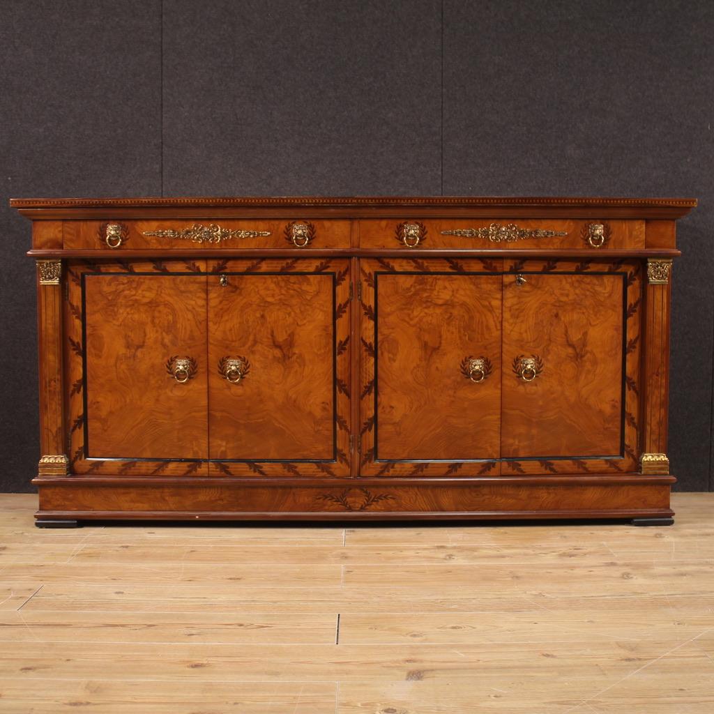 20th Century Wood Italian Neoclassical Style Sideboard Cabinet, 1970 In Good Condition In Vicoforte, Piedmont