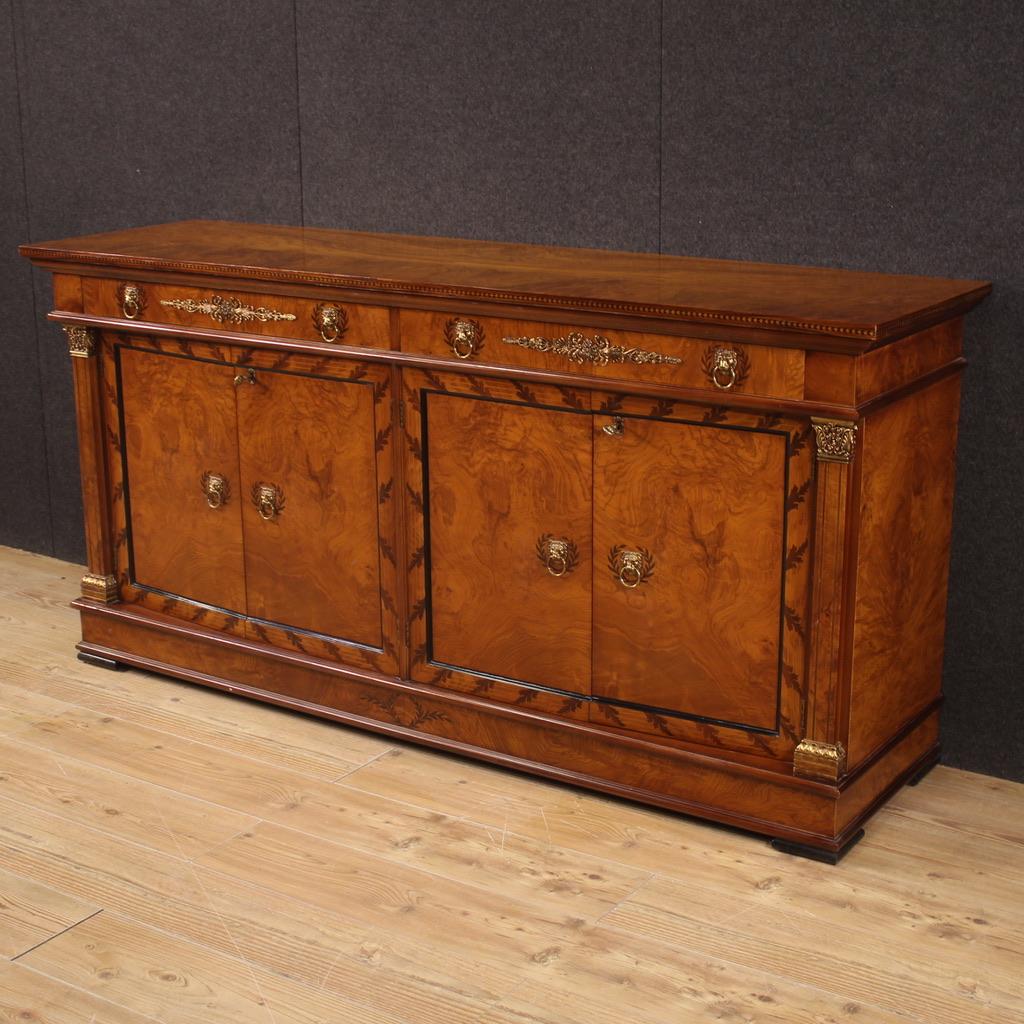 20th Century Wood Italian Neoclassical Style Sideboard Cabinet, 1970 5