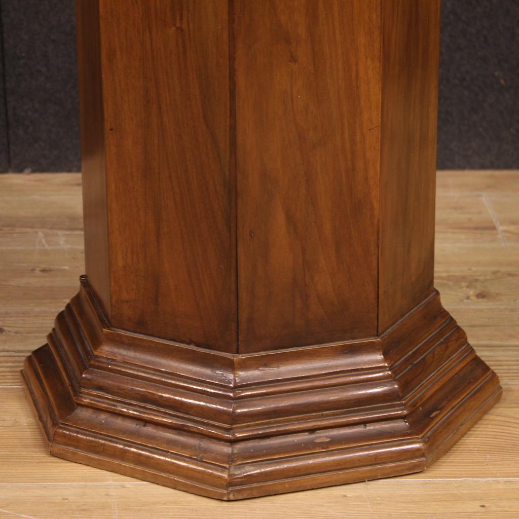 20th Century Wood Italian Octagonal Column Side Table, 1970 For Sale 6