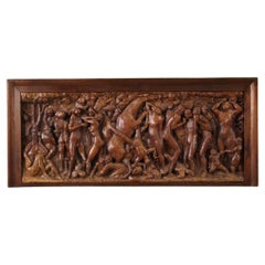 20th Century Wood Italian Signed Sculpture High Relief, 1950
