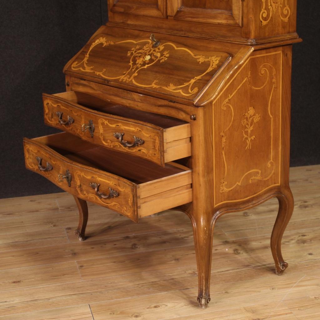 20th Century Inlaid Wood Italian Louis XV Style Trumeau Desk, 1960 For Sale 7