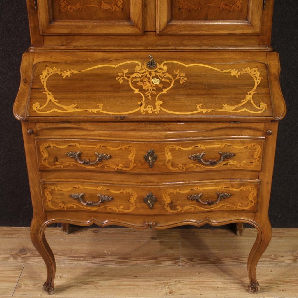 20th Century Inlaid Wood Italian Louis XV Style Trumeau Desk, 1960 For Sale 1