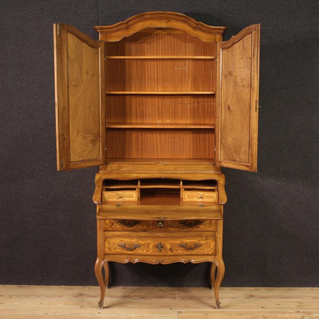20th Century Inlaid Wood Italian Louis XV Style Trumeau Desk, 1960 For Sale 2