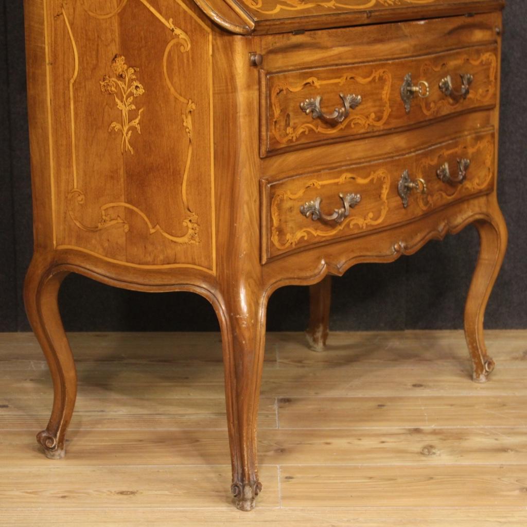 20th Century Inlaid Wood Italian Louis XV Style Trumeau Desk, 1960 For Sale 3